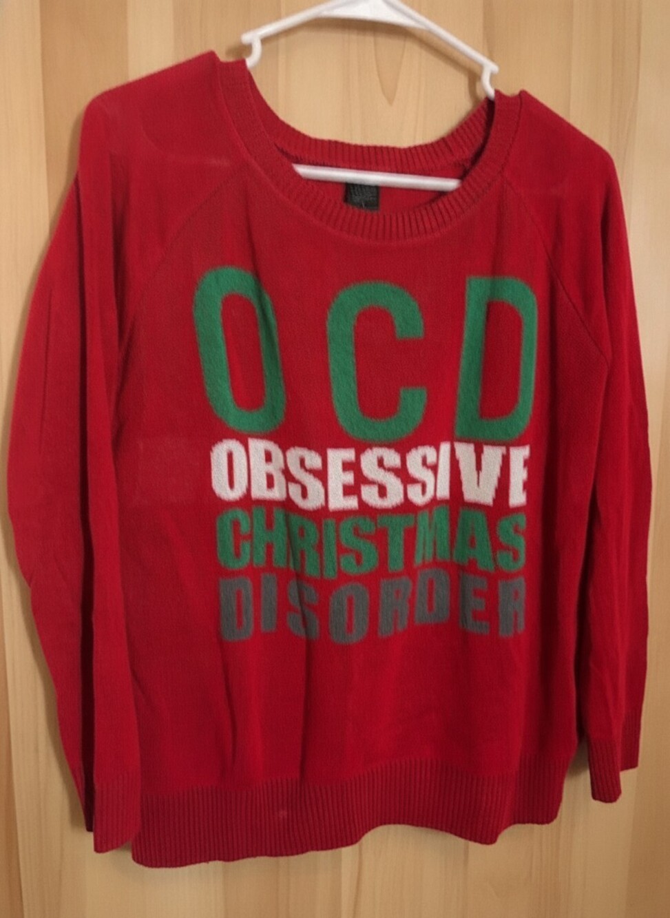 LOL Vintage OCD Christmas Sweater Red Large